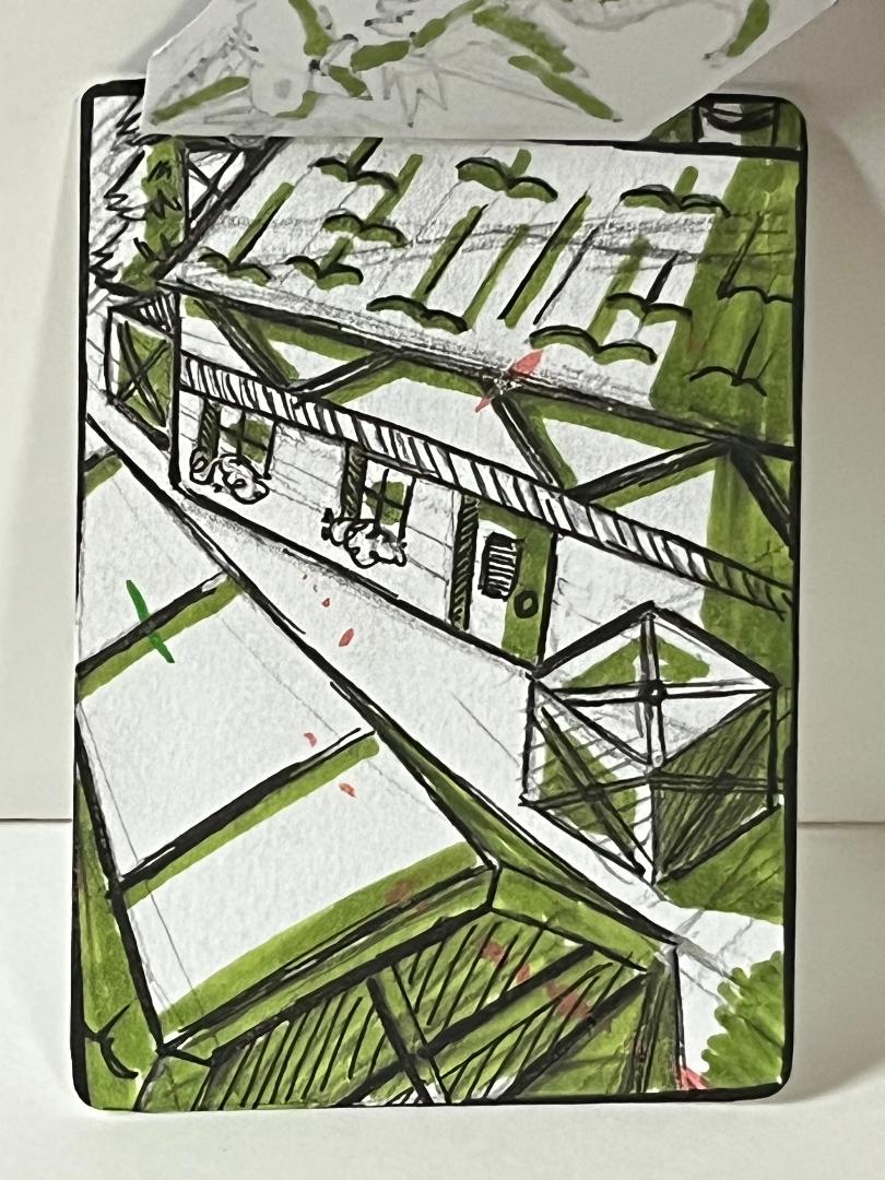 ACEO Art Card Original "Link Catches Chicken"