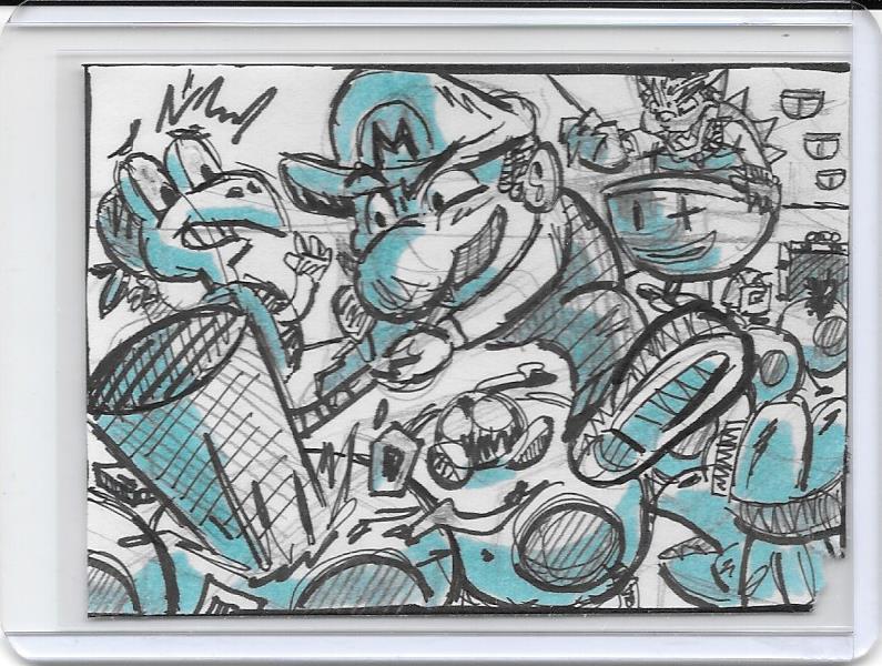 ACEO Art Card Original "Mario Attack"