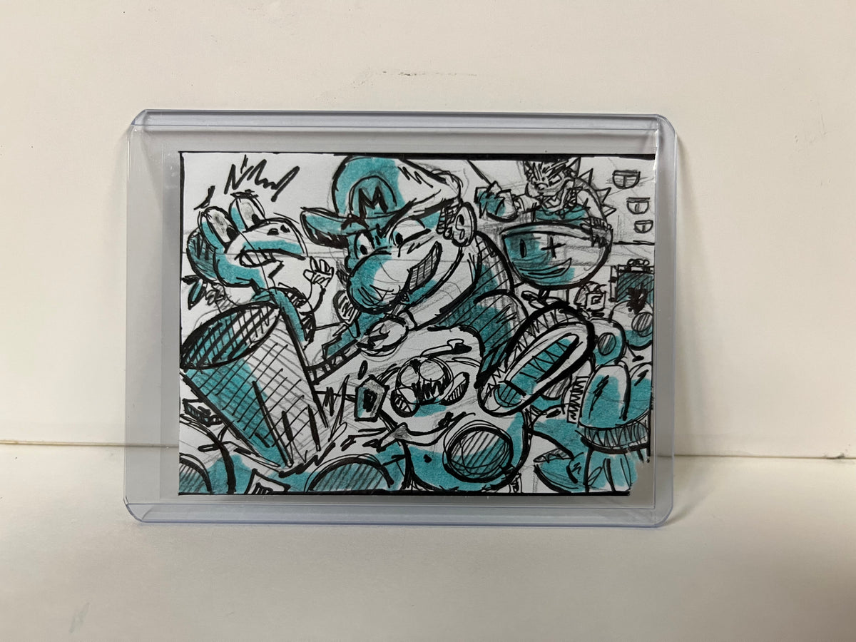 ACEO Art Card Original "Mario Attack"