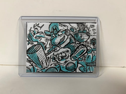 ACEO Art Card Original "Mario Attack"